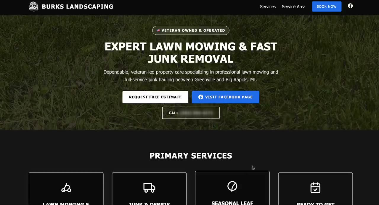 The Burks Landscaping website
