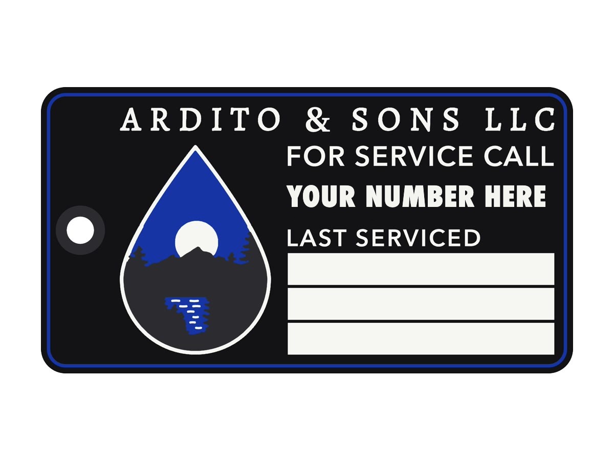 A service tag with a line for the number to call and lines for the last service dates